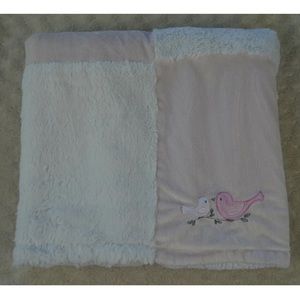 Kyle & Deena Bird Baby Blanket Pink White Patchwork Square Plush Sherpa Lovey